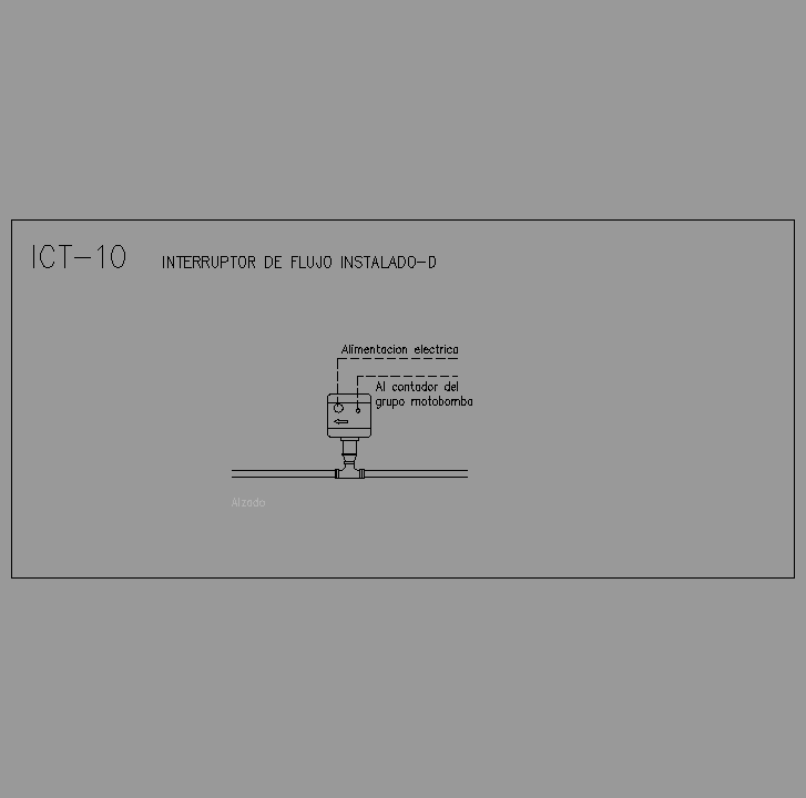 Bloque Autocad Interruptor de flujo  instalado